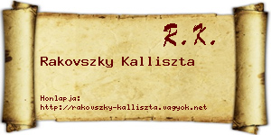 Rakovszky Kalliszta névjegykártya